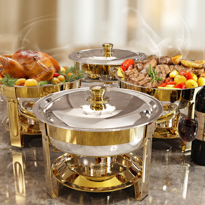 Chafing Dishes for Buffet Set,4 Pack 6QT, Easy 30-Second Lid Assembly Stainless Steel Food Warmers for Catering, Parties & Events, Gold Colors Chafing Dish Buffet Set