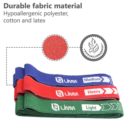 Fittest Pro by Limm Resistance Bands for Legs and Butt, Fabric Exercise Loop Bands Yoga, Pilates, Rehab, Fitness and Home Workout, Strength Bands for Booty