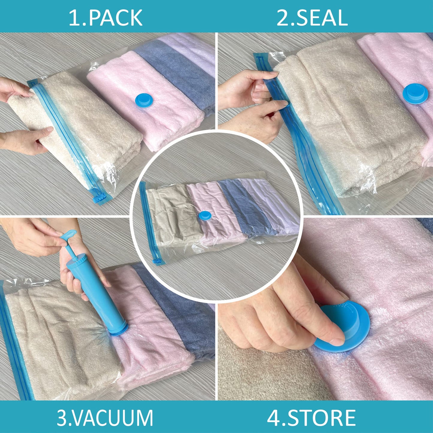 Roomimaster Vacuum Storage Bags, Vacuum Seal Space Saver Bags for Clothing, Travel Lugggage, Carry-on, Blankets, Pillow, Comforters, Bedding, 10 Jumbo