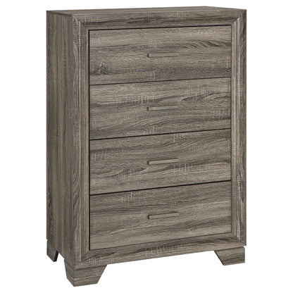 Coaster Home Furnishings - Wright - Wood - 4-Drawer Chest with Bar Handles, Mitered Trim and Laminate Surfaces - Transitional - Bedroom - Brown Oak - 223345