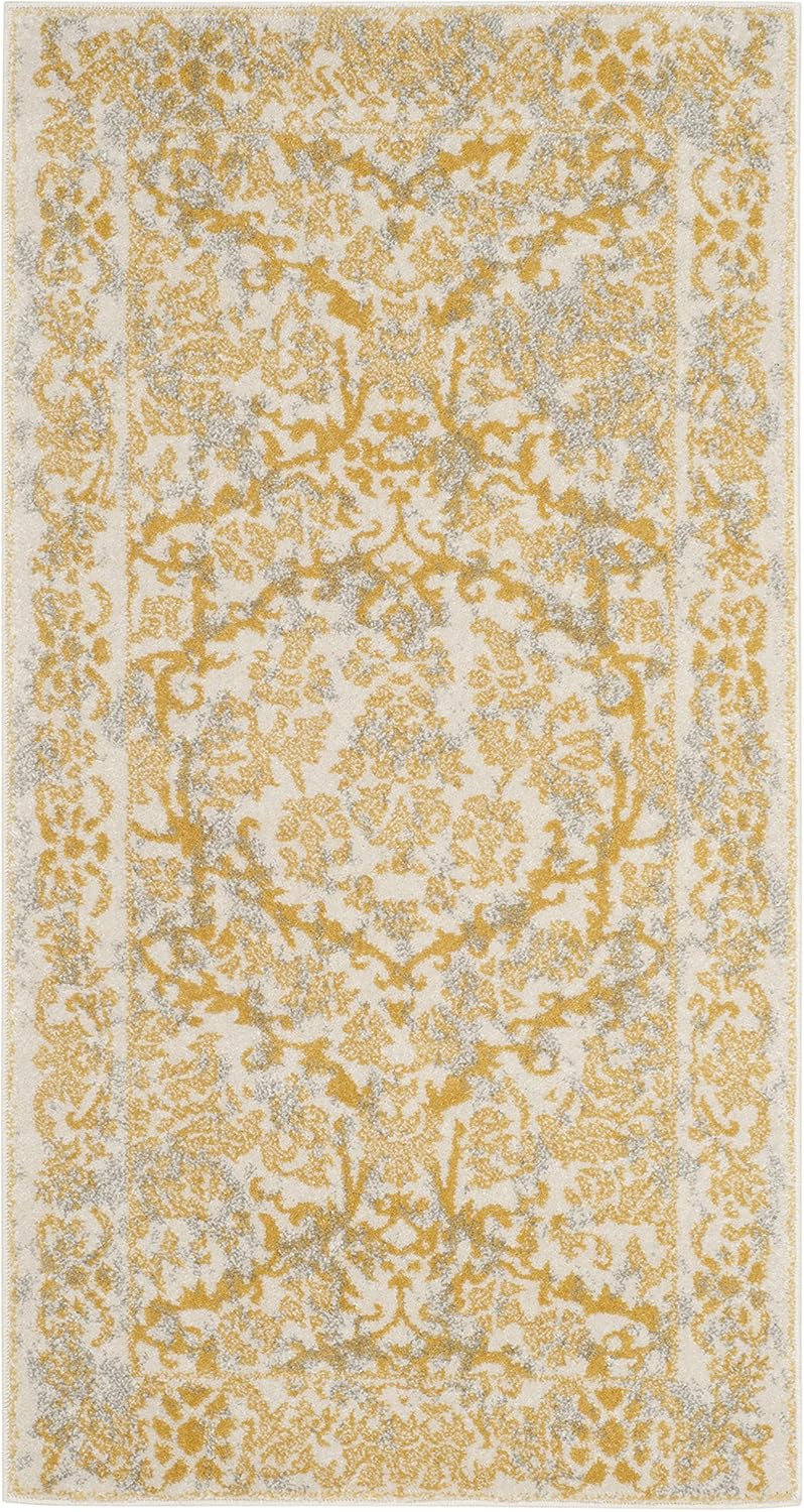 SAFAVIEH Evoke Collection Accent Rug - 2'2" x 4', Ivory & Gold, Shabby Chic Design, Easy Care