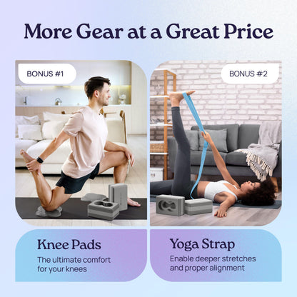 Deep-Zen® Yoga Blocks Wrist Support; Yoga Blocks 2 Pack with Knee Pads and Strap to Put Less Weight on Wrists; Durable, Versatile Yoga Brick Exercise Block Set, Blocks Yoga
