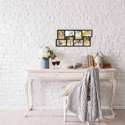 Collage Picture Frame with 8 Openings for 4x6 Photos- Wall Hanging Multiple Photo Frame Display for Personalized Decor by Lavish Home (Black)