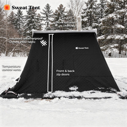SweatTent Portable Outdoor Sauna (Extra Large) Standard Bundle – Complete Kit with Stove, Sauna Rocks, Basket, Gloves, Fire Poker, Thermometer, Quick Assembly, 10 Adults, Backyard & Camping