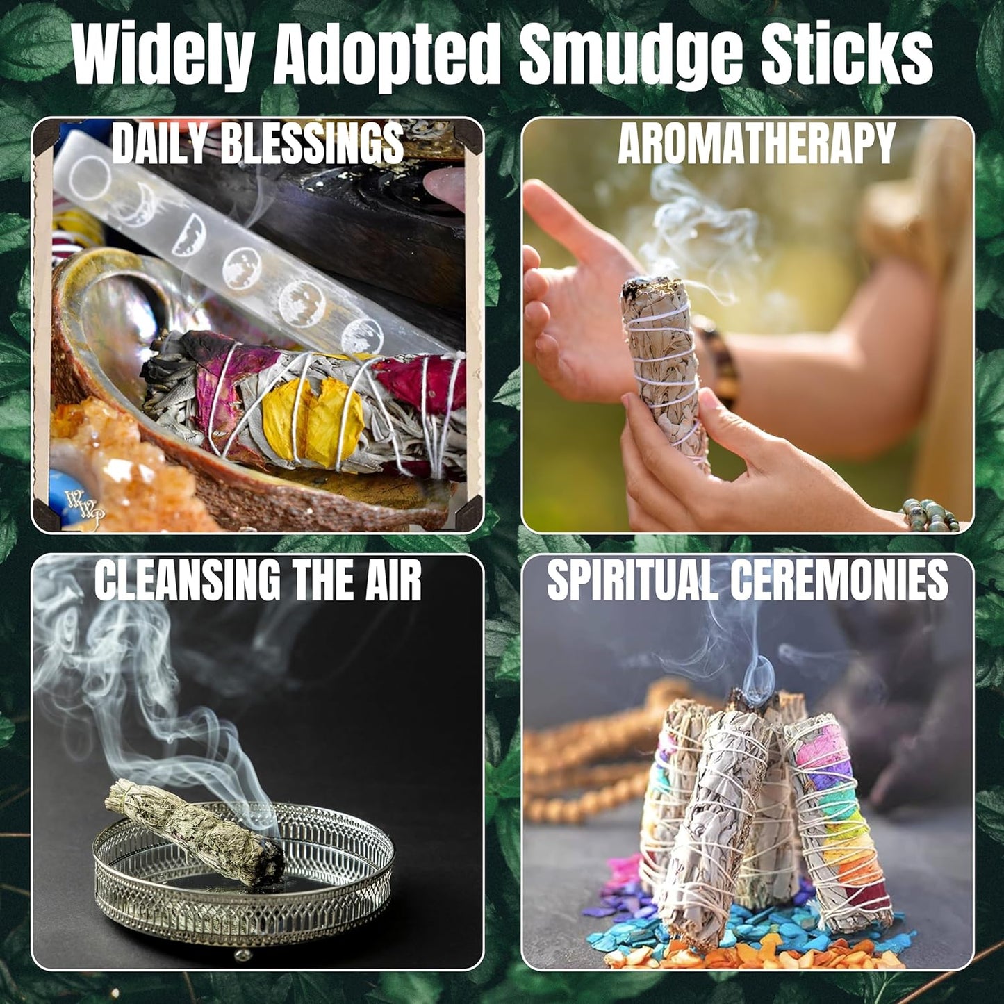 SOUL STICKS Smudge Stick Variety Gift Set, Bulk Sage Bundles for Space Cleansing, Smudging Wand Gift Set (Floral Sage,