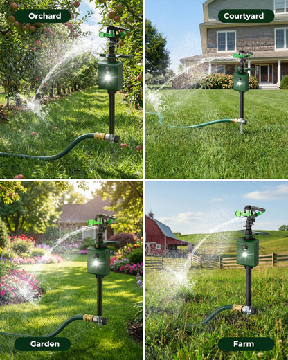 G-Jyuncyou Motion-Activated Sprinkler, Solar Animal Repellent Outdoor - Deer Cat Deterrent with Motion Sensor & Flashing Lights, Protects Yard & Garden from Deer, Cats, Raccoons