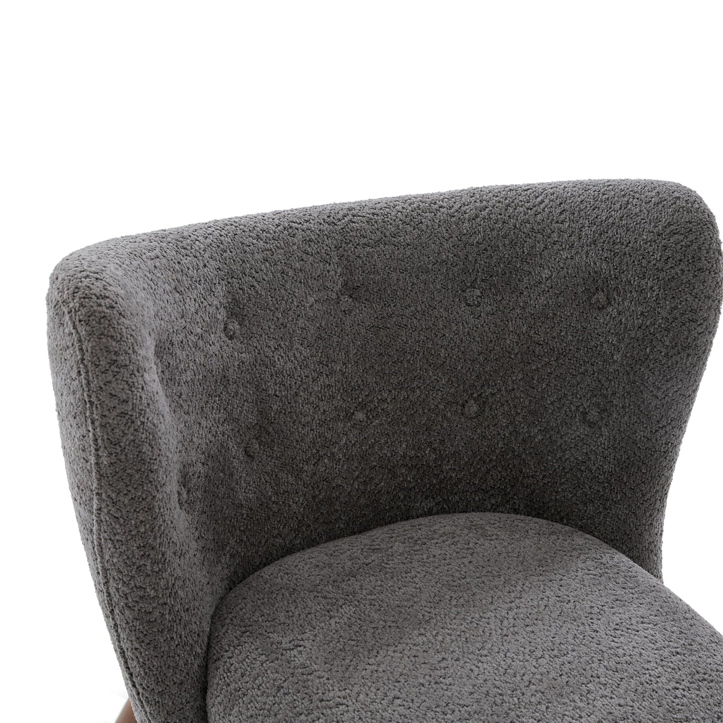 Christopher Knight Home Aurora Boucle Upholstered Wingback Accent Chair, Solid Wood Living Room Slipper Chair, Bedroom Comfy Reading Chair, Dark Grey