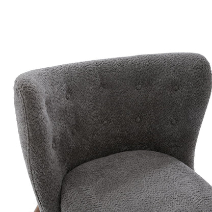 Christopher Knight Home Aurora Boucle Upholstered Wingback Accent Chair, Solid Wood Living Room Slipper Chair, Bedroom Comfy Reading Chair, Dark Grey