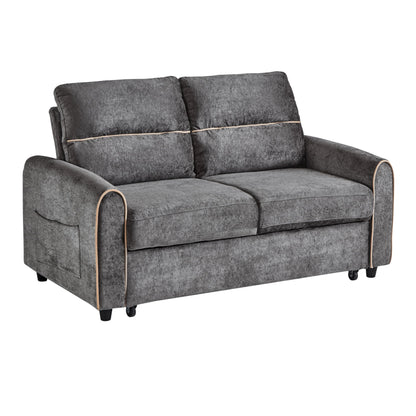 Eafurn 3 in 1 Convertible Sleeper Sofa Pull Out Couch Bed, 58" Chenille Futon Loveseat Recliner Daybed w/Reclining Backrest,Side Pockets and USB Ports for Living Room