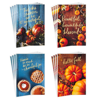 Hallmark Thanksgiving Cards Assortment, Hello Fall (16 Assorted Seasonal and Blank Cards with Envelopes)