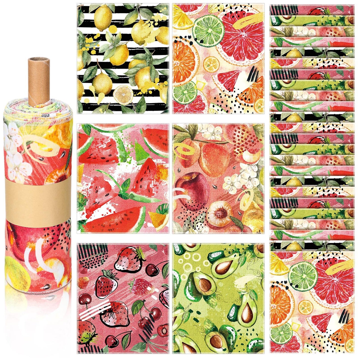 Noveread 36 Pack Fruit Reusable Cleaning Cloths Washable Cotton Kitchen Towels for Home (Fresh Color)