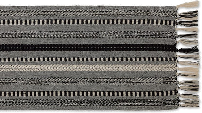 15x72 (15x77, DII Farmhouse Braided Stripe Table Runner Collection, Fringe Included), Black