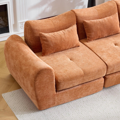 Modular Cloud Sofa, Convertible Folding Sofa Bed, Sectional Cushioned Couch with Flannelette Fabric & High Density Foam, Modern Floor Sofa for Living Room, Bedroom, Apartment, Orange
