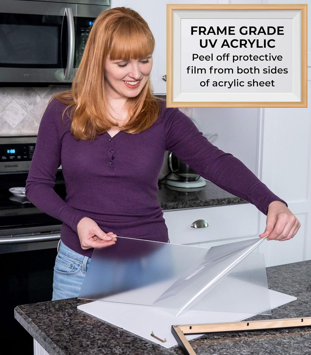 7x7 Black Contemporary Wood Picture Frame - Includes UV Resistant Acrylic & Hanging Hardware