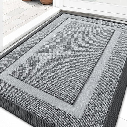 OLANLY Waterproof All-Season Front Door Mat - Sturdy Natural Rubber, Easy Clean, 29.5x17, Ash Gray
