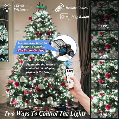 400 6.6FT 8 16 aneeway LED Christmas Tree Lights, Christmas Lights with Remote Control & Modes, String Lights