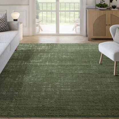 Abani Sage Green Area Rug | 6' x 9' - Forest Textured - Grid, Chunky and Soft Washable Plush Carpet | Perfect for Living Room & Bedroom | Plush Deco Collection