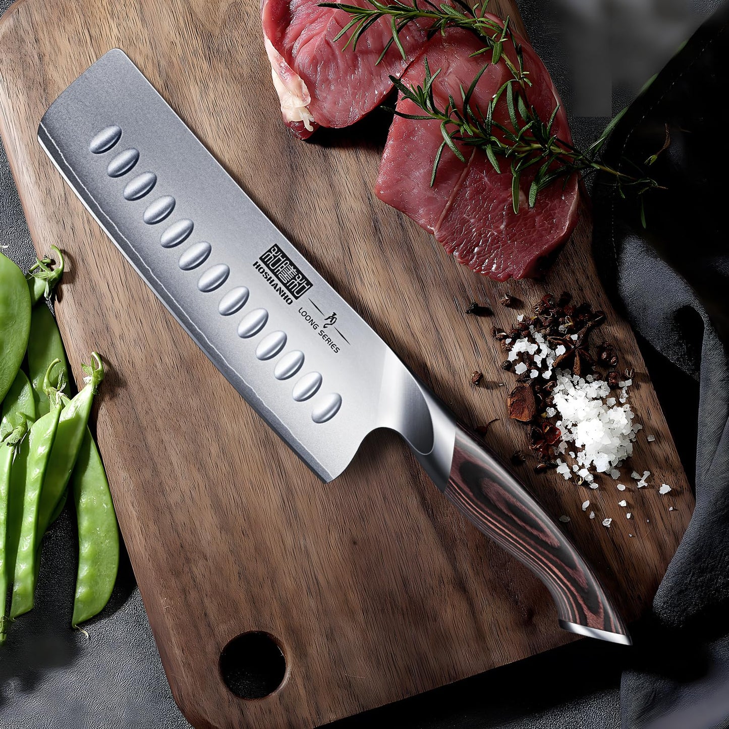 HOSHANHO 7 Inch Nakiri Knife, Japanese High Carbon Stainless Steel Chef Knife, Multipurpose Meat Vegetable Sharp Kitchen Knife with Ergonomic Pakkawood Handle