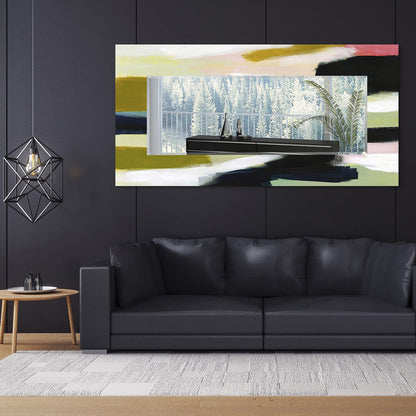 Empire Art Direct Rectangular Beveled Wall Mirror on Multicolor Abstract Printed Temped Glass, Vanity, Bathroom Mirror, Ready to Hang
