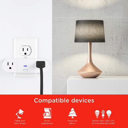 UltraPro Smart Plug WiFi Outlet, Smart Home, Smart Switch, Dual Smart Outlet, Works with Alexa, Echo & Google Home, No Hub Required, App Controlled, ETL Certified, Alexa Plug, 2 Pack, 51403