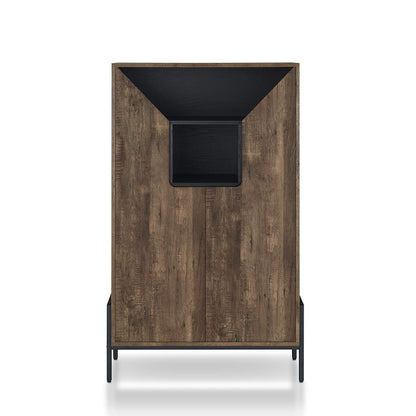HOMES: Inside + Out Charles Rustic Entryway Shoes Cabinet with 4 Enclosed Shelves, 3 Storage Cubbies and 3 Adjustable Panels, Reclaimed Oak