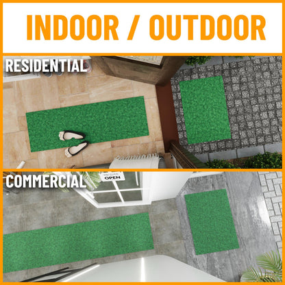 Ottomanson 6'6" x 31' Hallway Runner - Extra Durable Non-Slip Rug Mat for Indoor & Outdoor Use - Ideal for Kitchen, Entryway & Garage - High-Traffic Carpet, Green