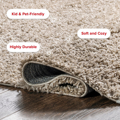 Nuloom Neva Beige/Ivory, 2'6" x 6', Modern, Shag, Tasseled, Soft and Cozy, High Traffic, Stain Resistant, Easy Clean, Durable Runner for Bedroom, Living Room, Dining Space, Den, Foyer, Entryway