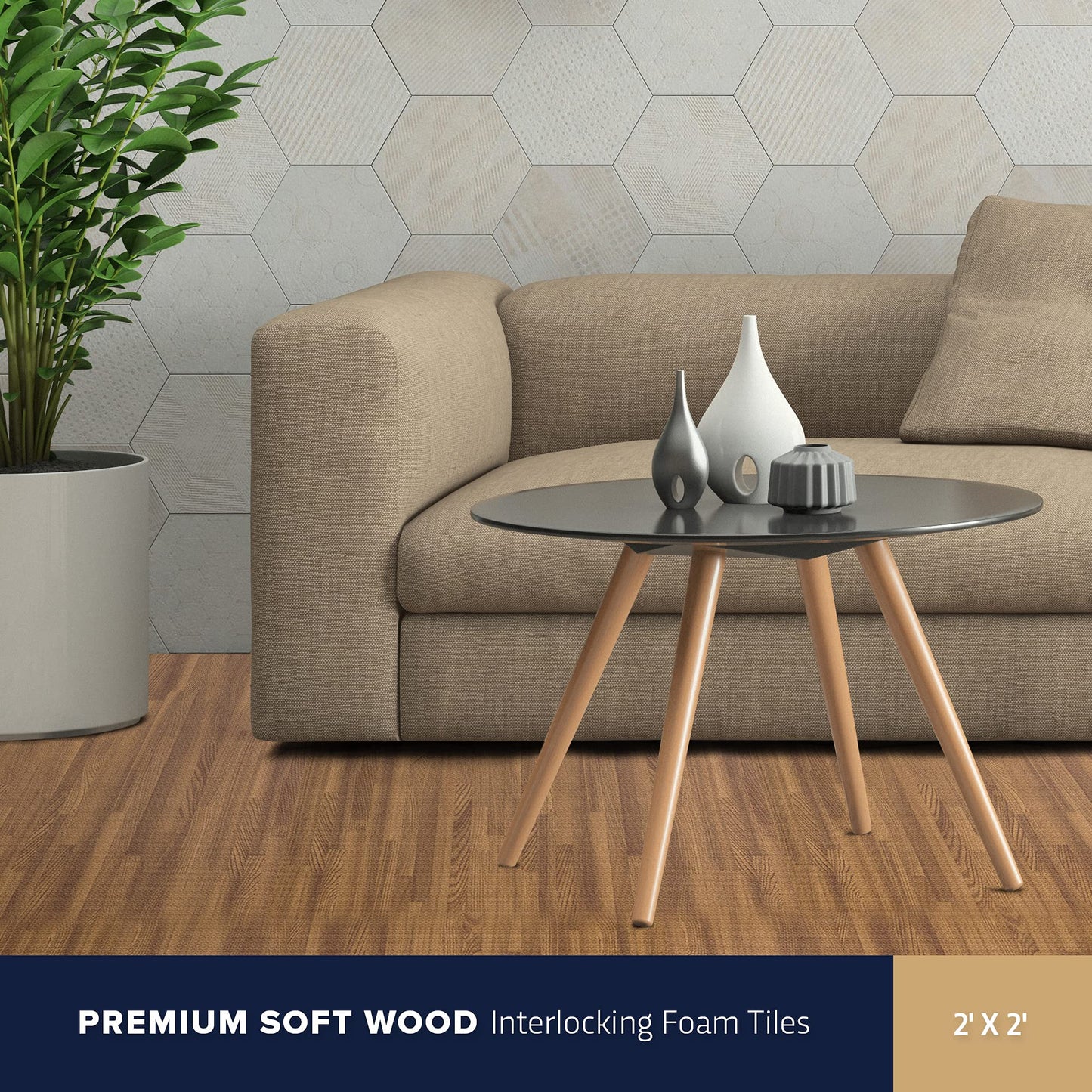 IncStores Premium Soft Wood Print Foam Flooring Tiles | Interlocking Foam Tiles for Home, Gym, Training and Yoga | 5/8" - Grey, 144 Square Feet