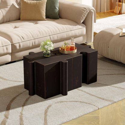 Christopher Knight Home Daton 3 Piece Interlocking Outdoor Side Table Set, Modular Lightweight Concrete Coffee Table, Convertible MGO End Table for Indoor&Outdoor, Design for Creative Set Up, Copper
