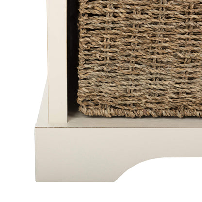 SAFAVIEH Furniture - Lonan Storage Bench - Vintage White - Solid Wood - Farmhouse Lift-Top Design - Ideal for Entryway, Living Room, Hallway, 18" Seat Height (AMH5733C)