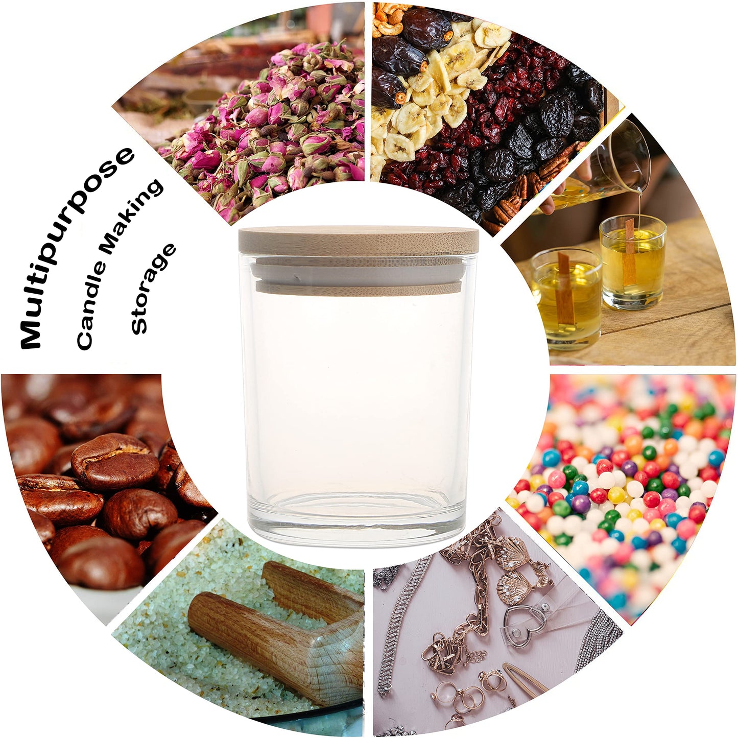 MILIVIXAY 12 Pack 12 OZ Clear Glass Candle Jars with Lids and Candle Making Kits - Bulk Empty Candle Jars for Making Candles - Spice, Powder Containers.