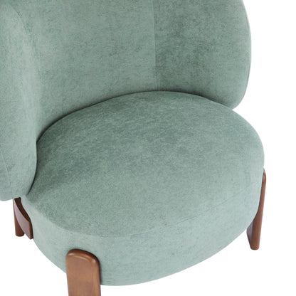 Christopher Knight Home Lily Solid Wood Wingback Accent Chair, Fabric Upholstered Club Chair, Curved Backrest Single Sofa, Comfy Reading Lounge Chair for Living Room, Soft Cushion Seating, Green