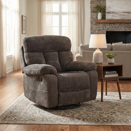 Trygoal Manual Recliner Chair, Nursery Rocking Chair, Recliner Chair for Adults, Lazy Boy, Gaming Recliner wih Overstuffed Arms, Suitable for Home Theater, Living Room, Bedroom, Dark Brown