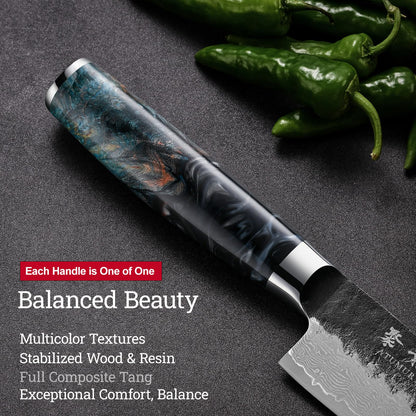 Japanese Chef Knife 8", Hand Forged 67-Layer Damascus VG10 Core Kitchen Knife for Home & Professional Chefs, Razor Sharp Chef's Knives with Leather Sheath, Premium Father Day Gift for Dad Husband