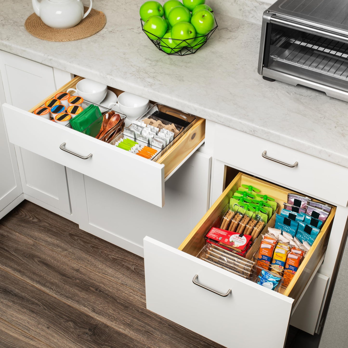 ClearSpace Plastic Pantry Organization and Storage Bins with Removable Dividers – Perfect Kitchen Organization or Kitchen Storage – Refrigerator Organizer Bins, Cabinet Organizers (2 Pack)
