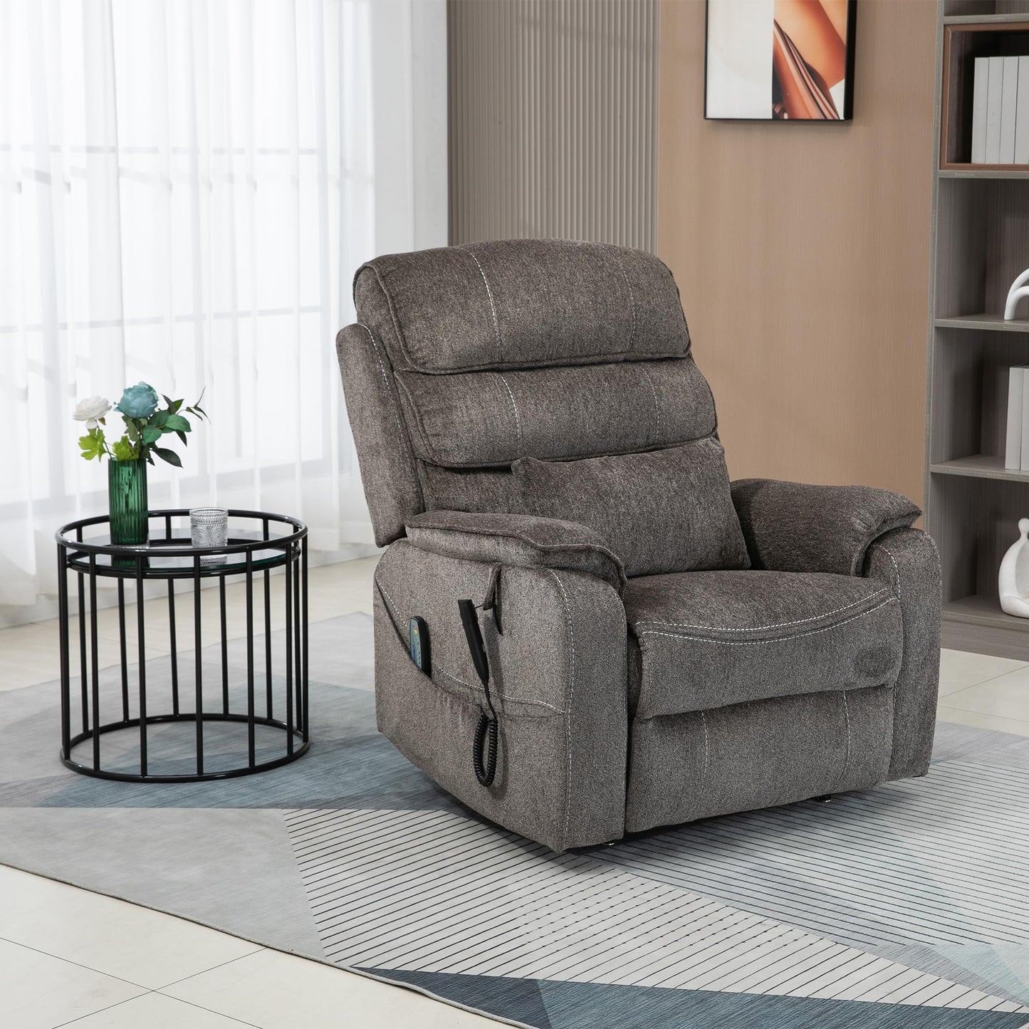 Oversized Electric Lift Chair Versatile Power Recliner Chair 180° Infinite Reclining Armchair for Adults with Massgae,Cupholder,USB-C Ports,Wireless Charging