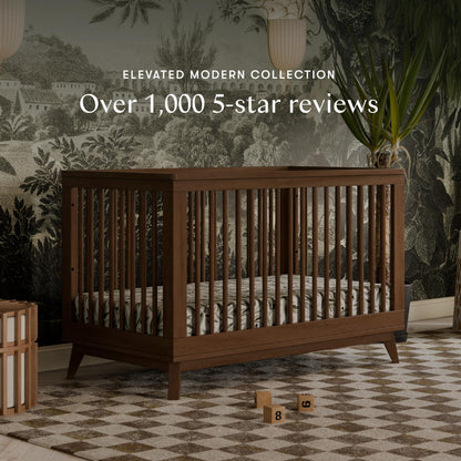 Babyletto Scoot 3-in-1 Convertible Crib with Toddler Bed Conversion Kit in Natural Walnut, Greenguard Gold Certified