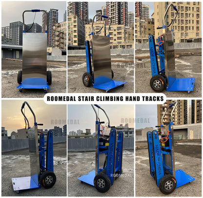 ROOMEDAL Electric Stair Climbing Dolly, 661lb 600W Powered Electric Stair Climbing Hand Trucks Dolly Cart with Rubber Tracks for Moving, Heavy Duty Stair Climber (Pure Blue)