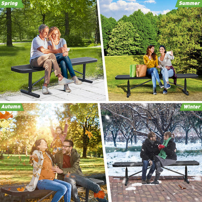 Gaonala Heavy Duty Outdoor Metal Garden Park Bench, Steel Picnic Bench, Metal Mesh Outdoor Bench Porch Chair for Garden, Lawn, Patio, Porch, Park, Yard, Patio (Black, 6FT)