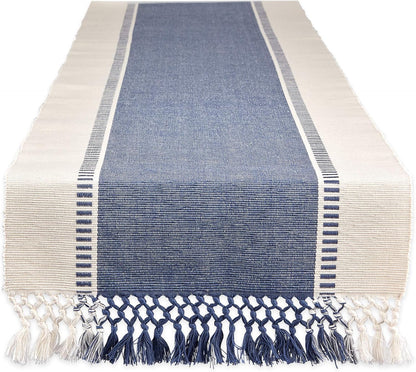 13x72-inch, DII Dobby Stripe Woven Table Runner, French Blue