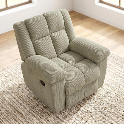 Trygoal Manual Recliner Chair, Nursery Rocking Chair, Linen Recliner Chair for Adults, Lazy Boy, Gaming Recliner wih Overstuffed Arms, Suitable for Home Theater, Living Room, Bedroom, Off-White