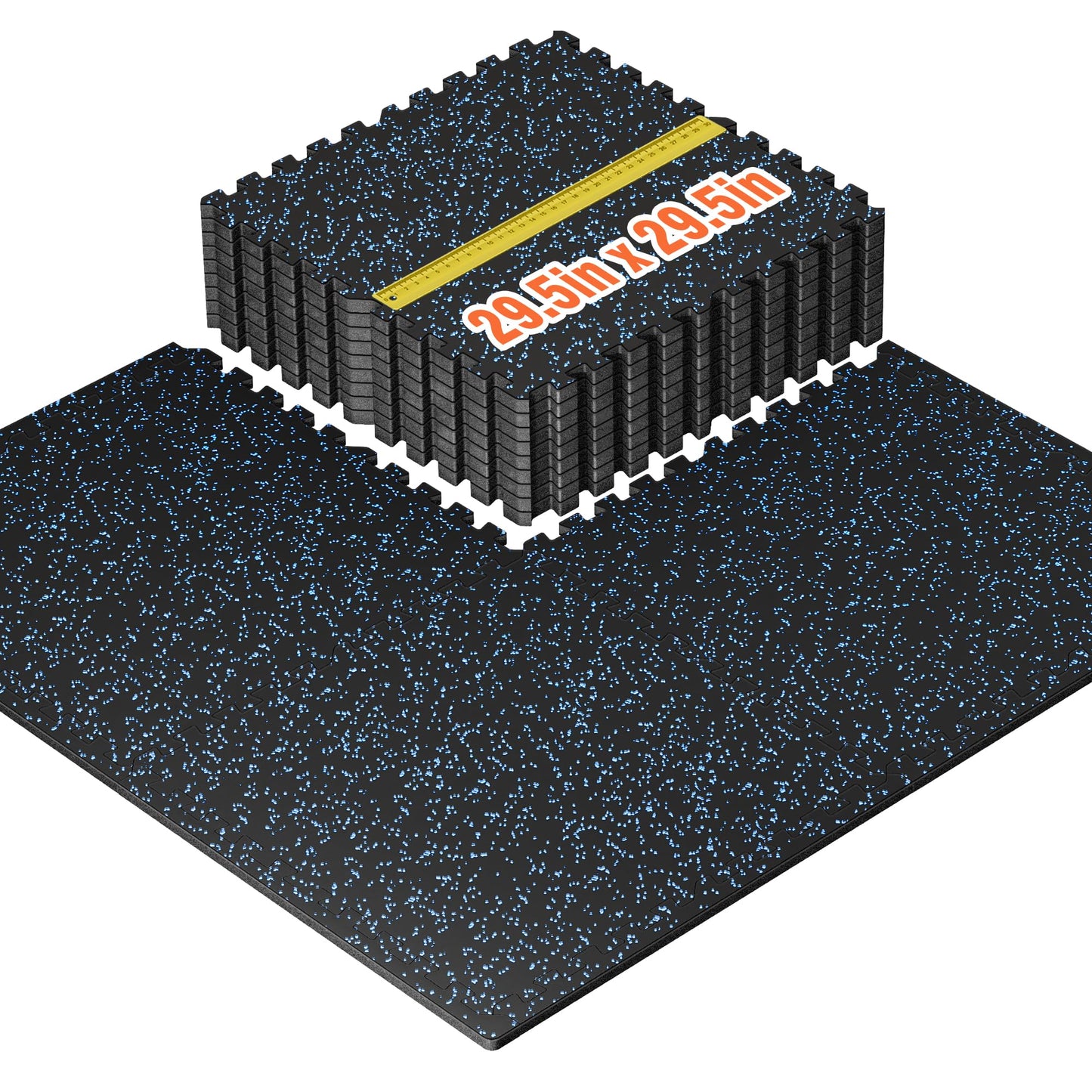 SUPERJARE 30" x 30" Larger Rubber Top Exercise Equipment Mats, 0.56" Thick,12 PCS 75 Sq Ft High-Density EVA Foam Interlocking Gym Flooring, Big Workout Mat for Home Gym, Floor Protection, Black/Blue