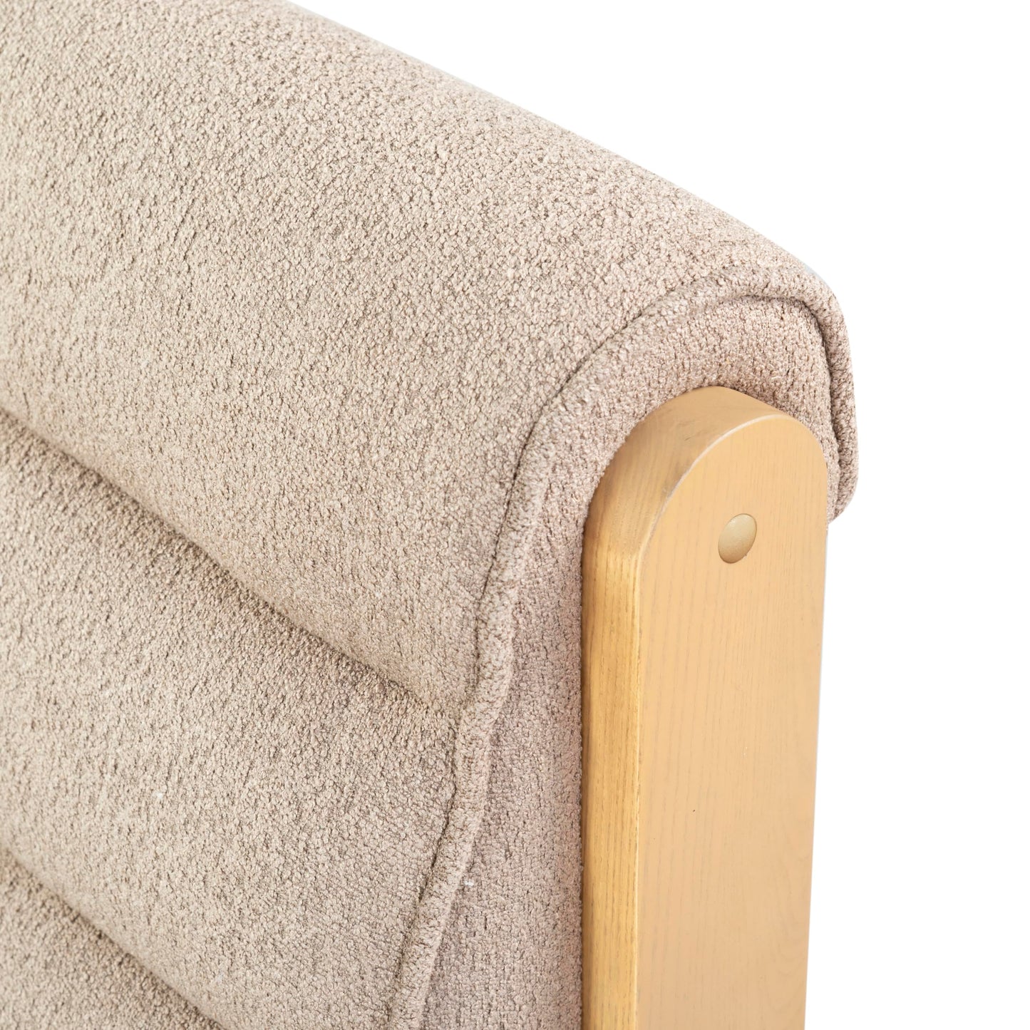 SAFAVIEH Couture Collection Trixie Light Brown Boucle/Natural Channel Tufted Accent Chair (Fully Assembled)