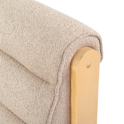 SAFAVIEH Couture Collection Trixie Light Brown Boucle/Natural Channel Tufted Accent Chair (Fully Assembled)