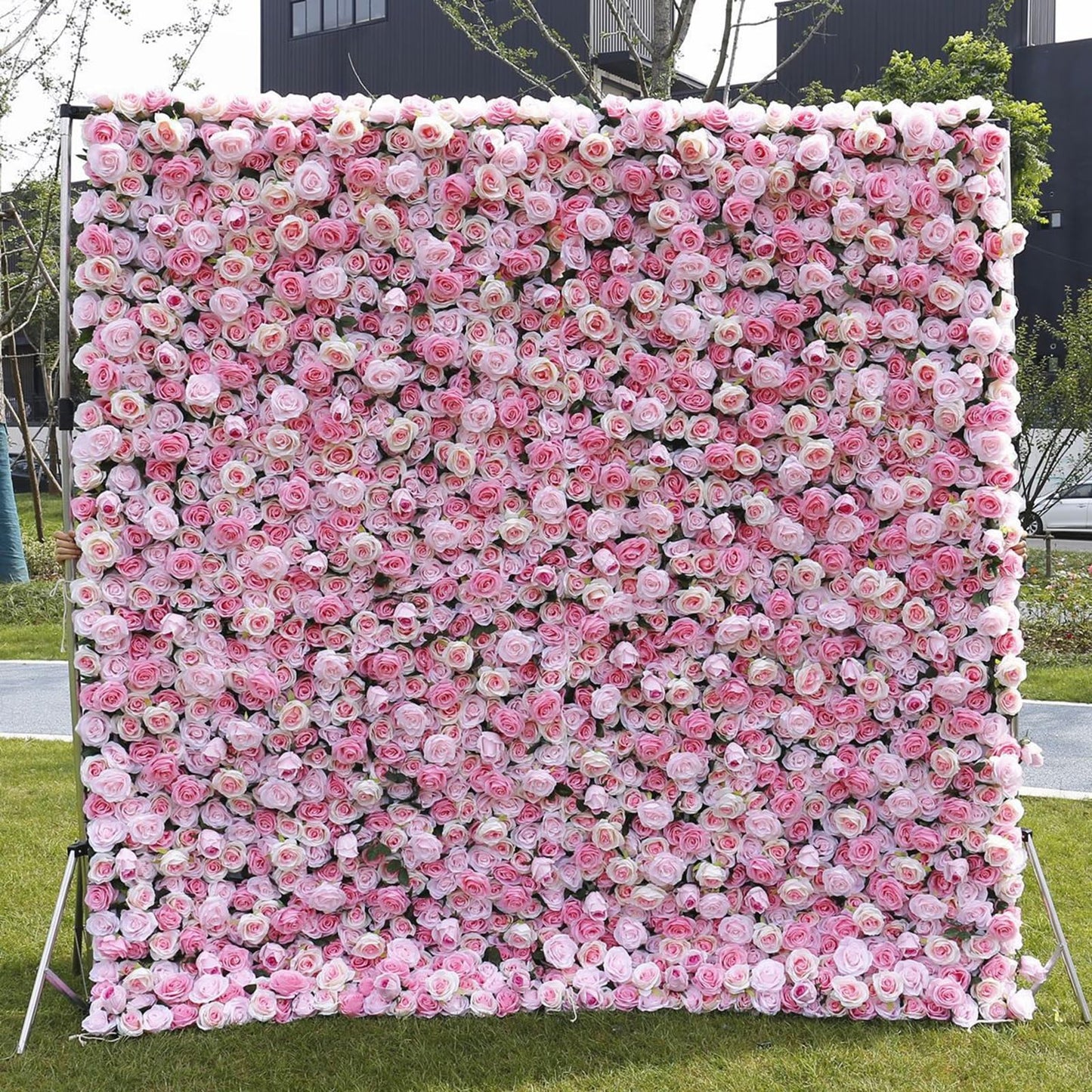Handmade Deep Pink Flowers Rose Wall Large Artificial Flower Wall Backdrop Panels,Rose Wedding Backdrop 3D Floral Wall Fabric Flower Wall For Party Baby Shower Bridal Wedding ,3m*3m/10*10FT
