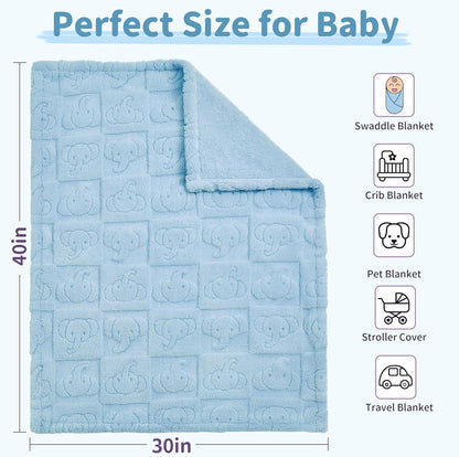 Pro Goleem Baby Boy Blanket - Soft Fleece Crib & Stroller Blanket, 30" x 40", Blue for Newborns & Toddlers