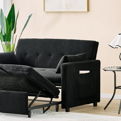 KEIKI 53" Small Sleeper Sofa Couch for Studios, Pull Out Loveseat Sofa Bed with Adjustable Backrest, USB Charging & Storage Pockets