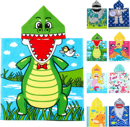 MOUNDHONG Summer (24x24 Inch, Cute Animal Hooded Beach Towel, Microfiber Bath Towels for Kids Toddler Infant Boy Girl