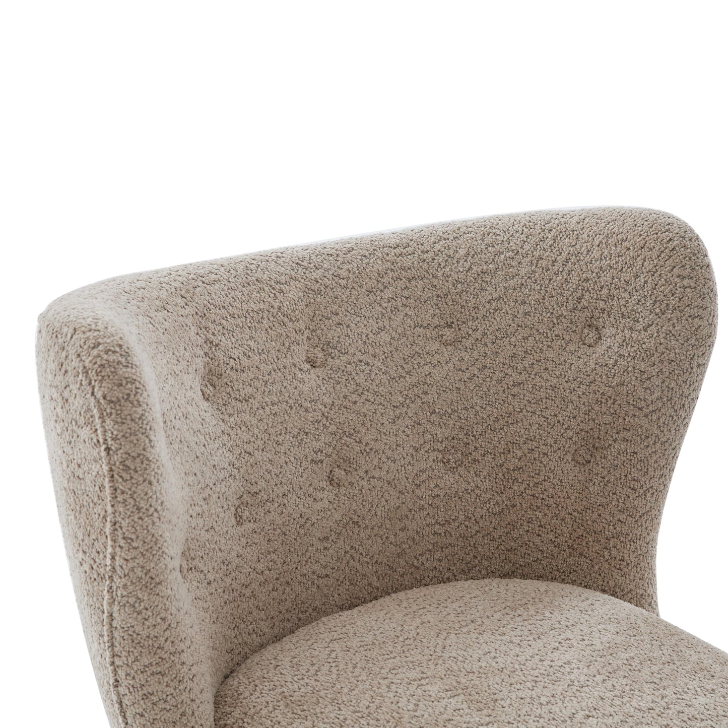 Christopher Knight Home Aurora Boucle Upholstered Wingback Accent Chair, Solid Wood Living Room Slipper Chair, Bedroom Comfy Reading Chair, Brown