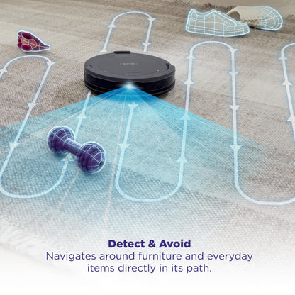 Shark Navigator Robot Vacuum with Bagless 30-Day Capacity Self-Empty Base, Powerful Suction, SmartPath Navigation, Self-Cleaning Brushroll, for Carpets & Hard Floors, White, AV2110S